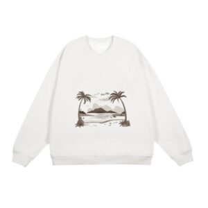 Retro Beach Crewneck Sweatshirt – White