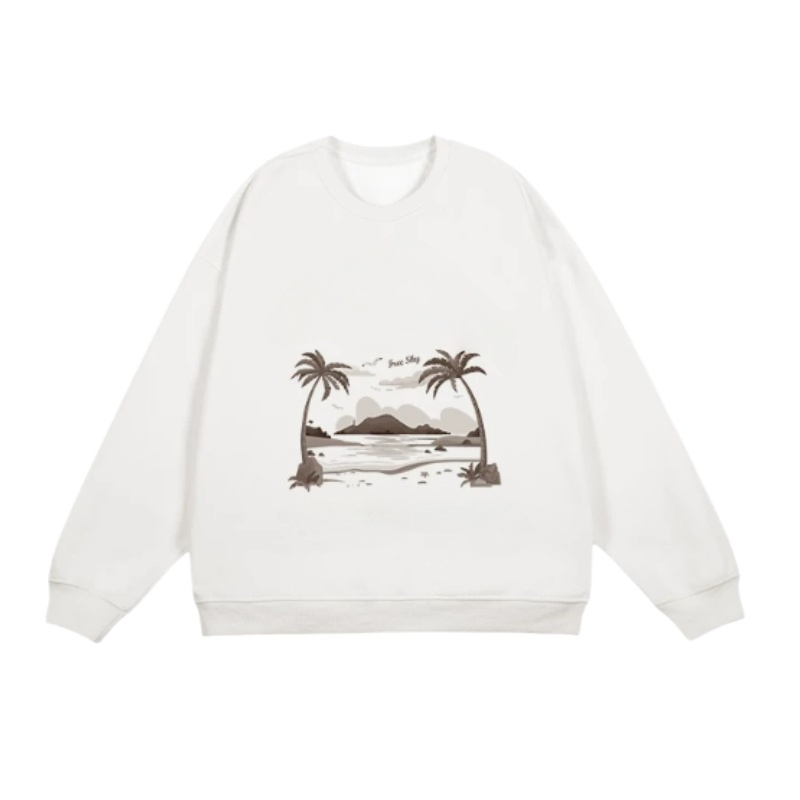Retro Beach Crewneck Sweatshirt – White