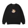 Casual Sweatshirt With Cat Print — Black