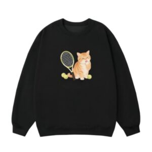Tennis Cat Print Sweatshirt