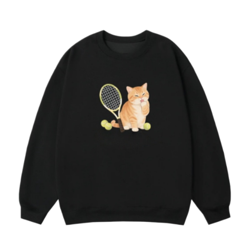 Tennis Cat Print Sweatshirt