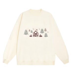 Fair Isle Style Forest Cabin Print Sweatshirt