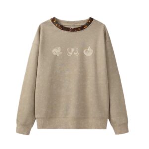 Chic Printed Coffee-Colored Fashion Sweatshirt