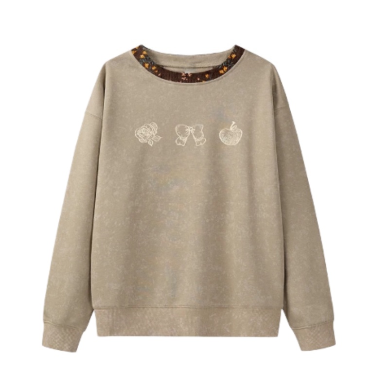Chic Printed Coffee-Colored Fashion Sweatshirt