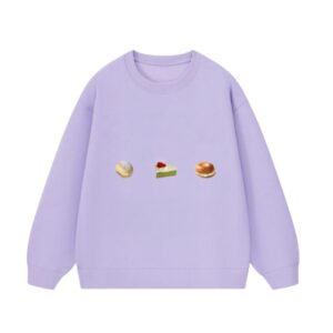 Dessert & Cake Print Crewneck Sweatshirt — Purple