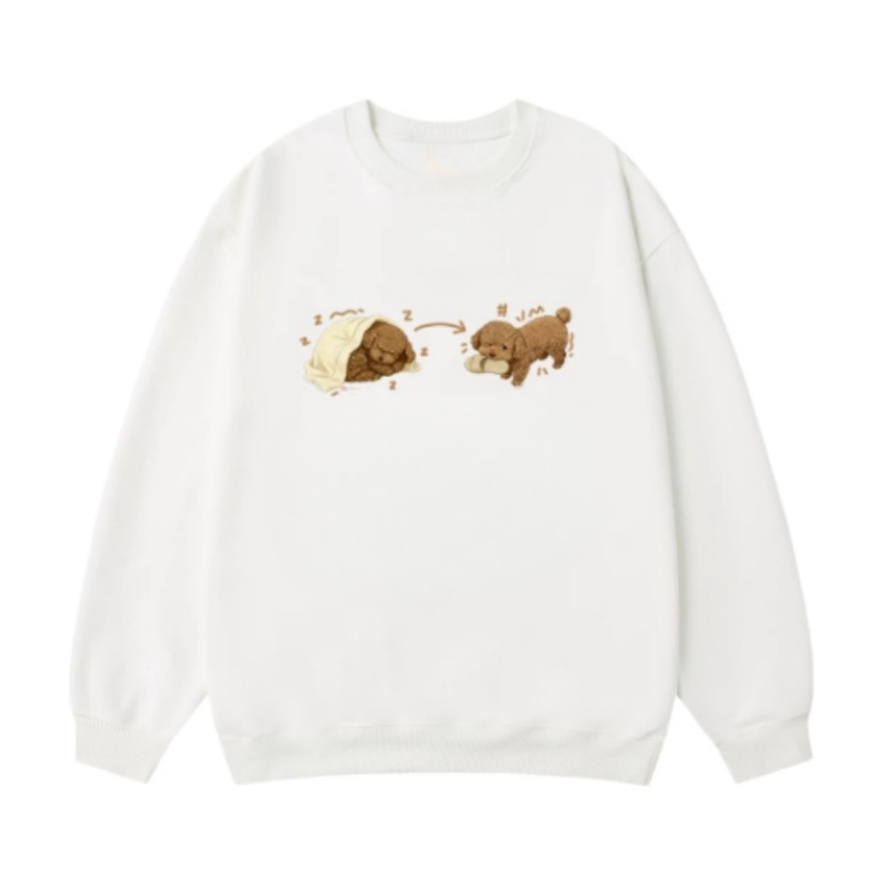 Versatile Sweatshirt with Puppy Print